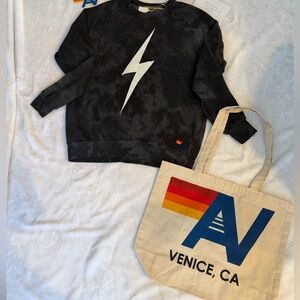 - NWT Aviator Nation Tie Dye Bolt Crew Large + Tote bag